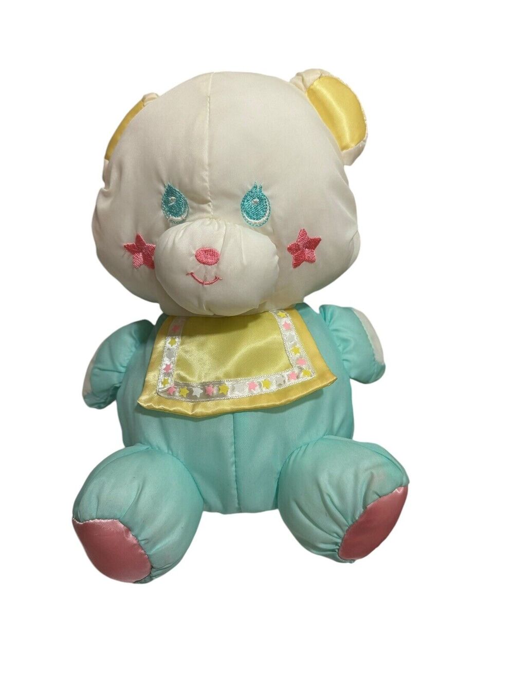 Playskool 1991 Vintage Sweet Beginnings Bear 9” Nylon Stuffed Animal Toy